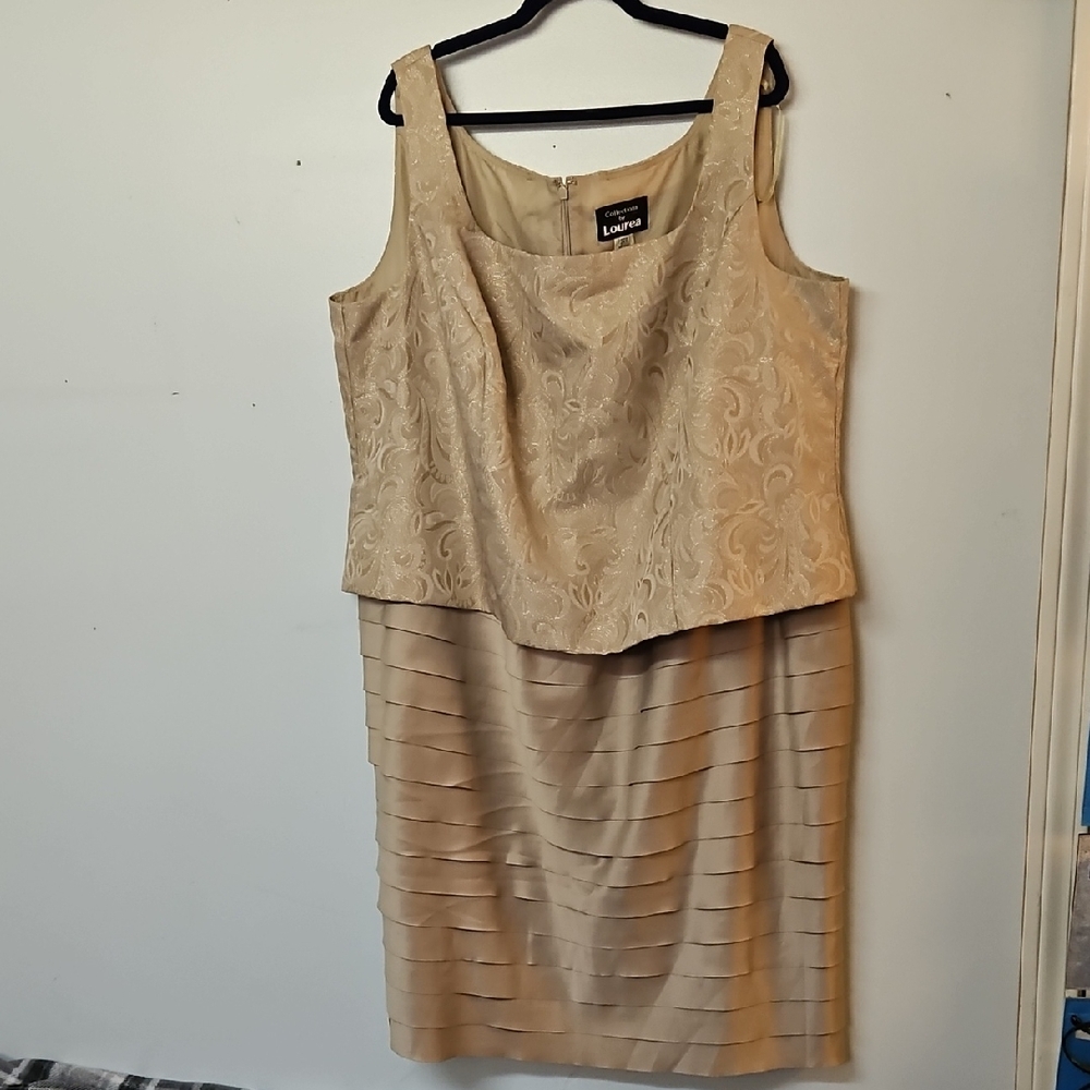 Gold Tiered Midi Dress for Cocktail Events